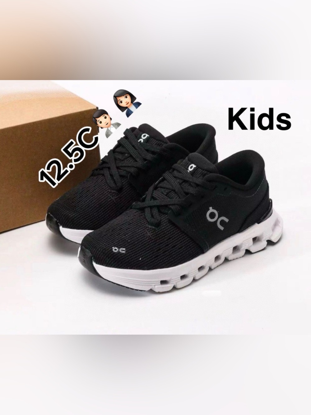 On Running Kids cloud X 4 Black and White Cloud-inspired
Sneakers (Size 12.5C)
